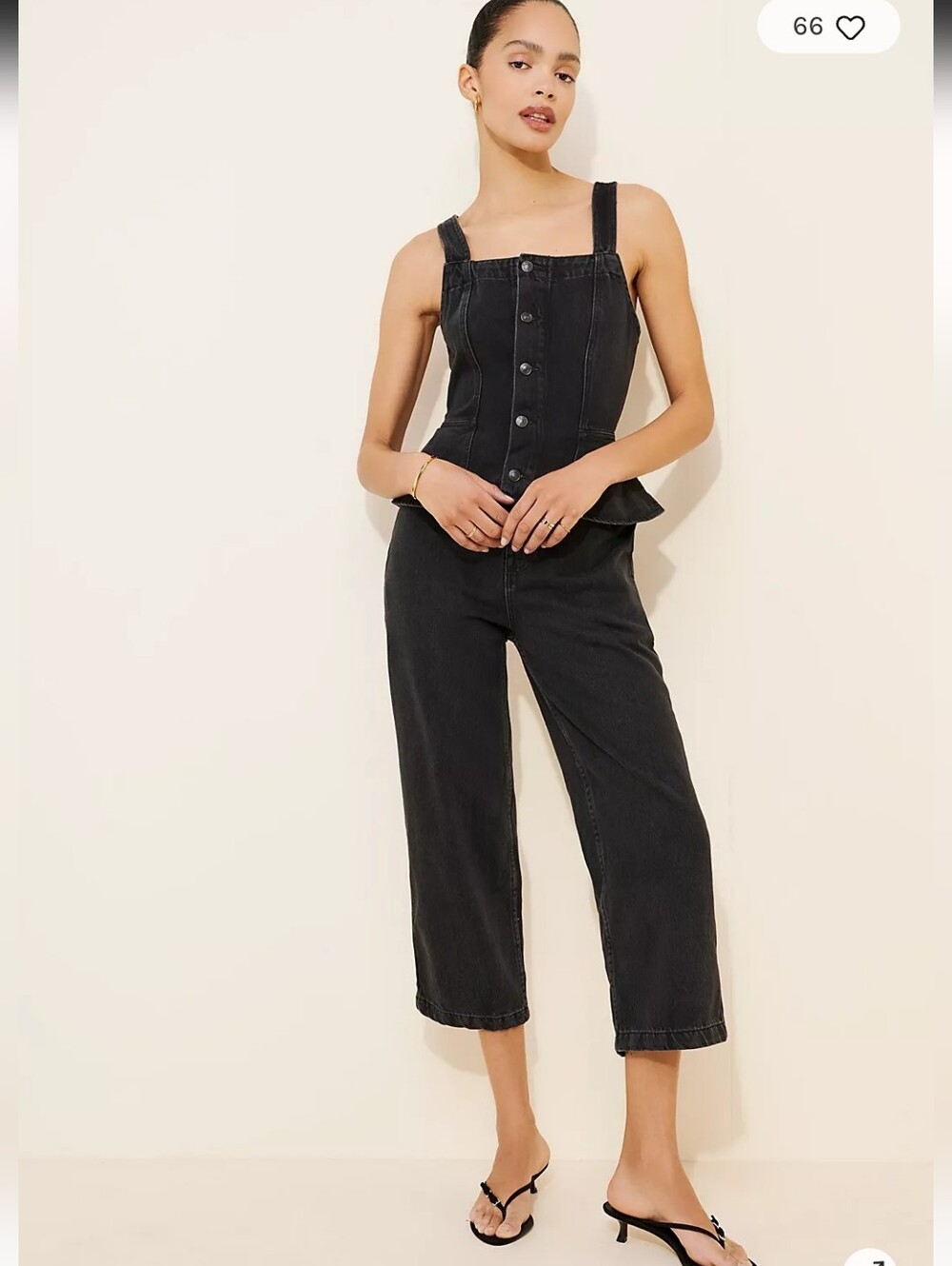 We the Free Hazel denim tie back jumpsuit in Raven M